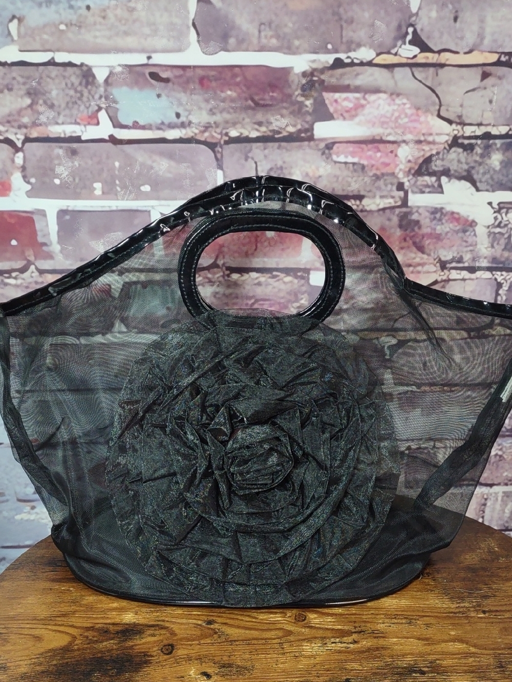 Mudpie Black Mesh Tote Bag